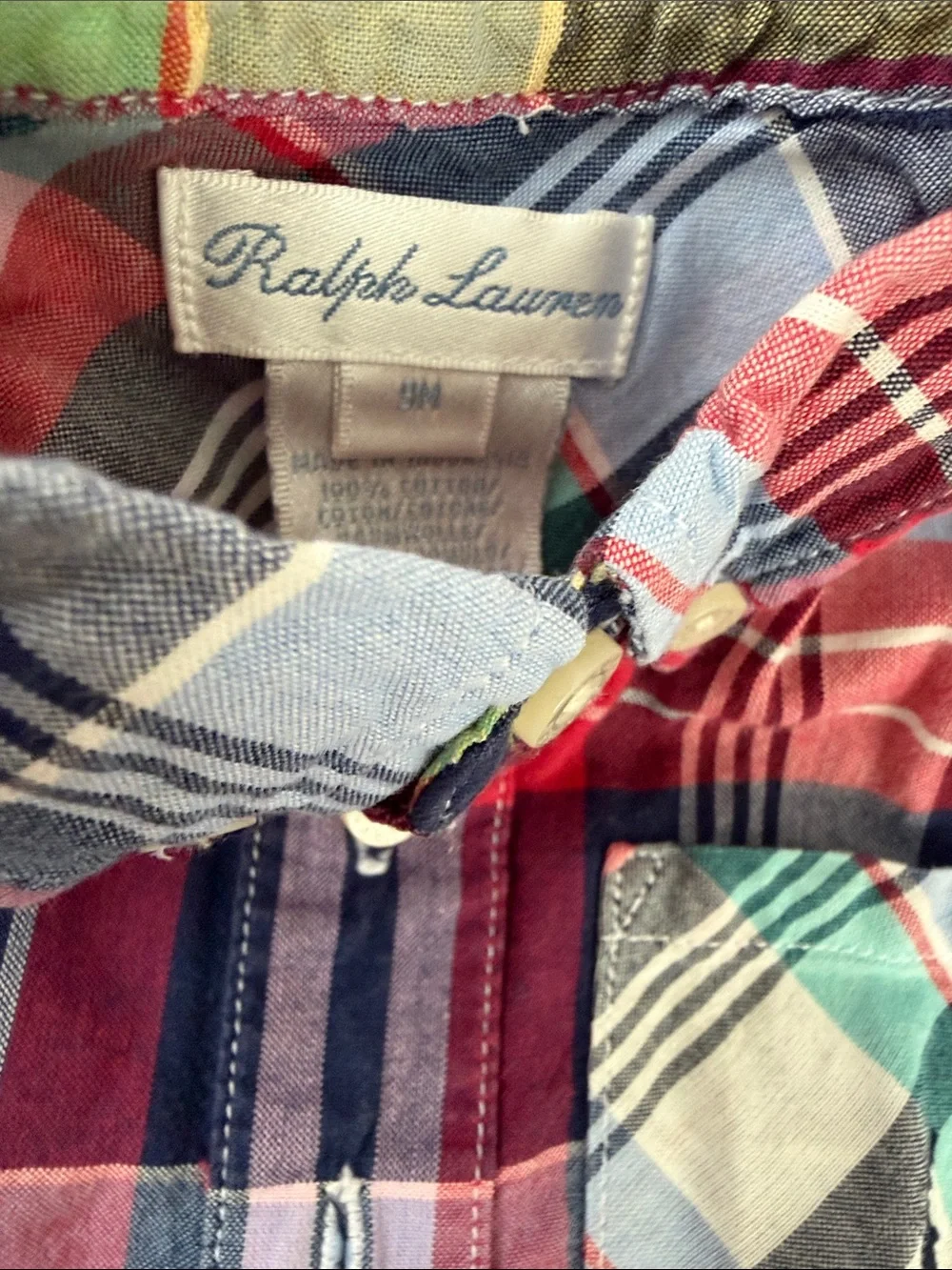 Polo by Ralph Lauren Multicolor Plaid Short-Sleeve Baby Romper